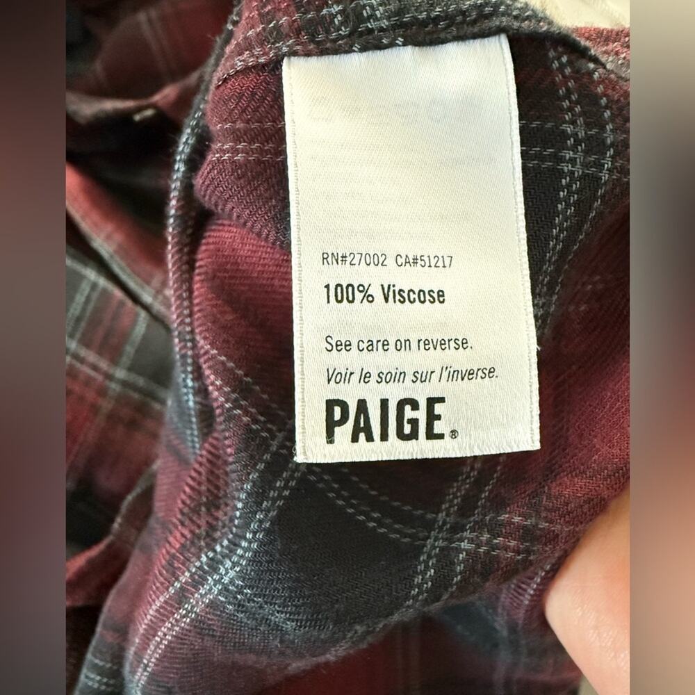 Paige Black label plaid button down shirt size small - Picture 5 of 8